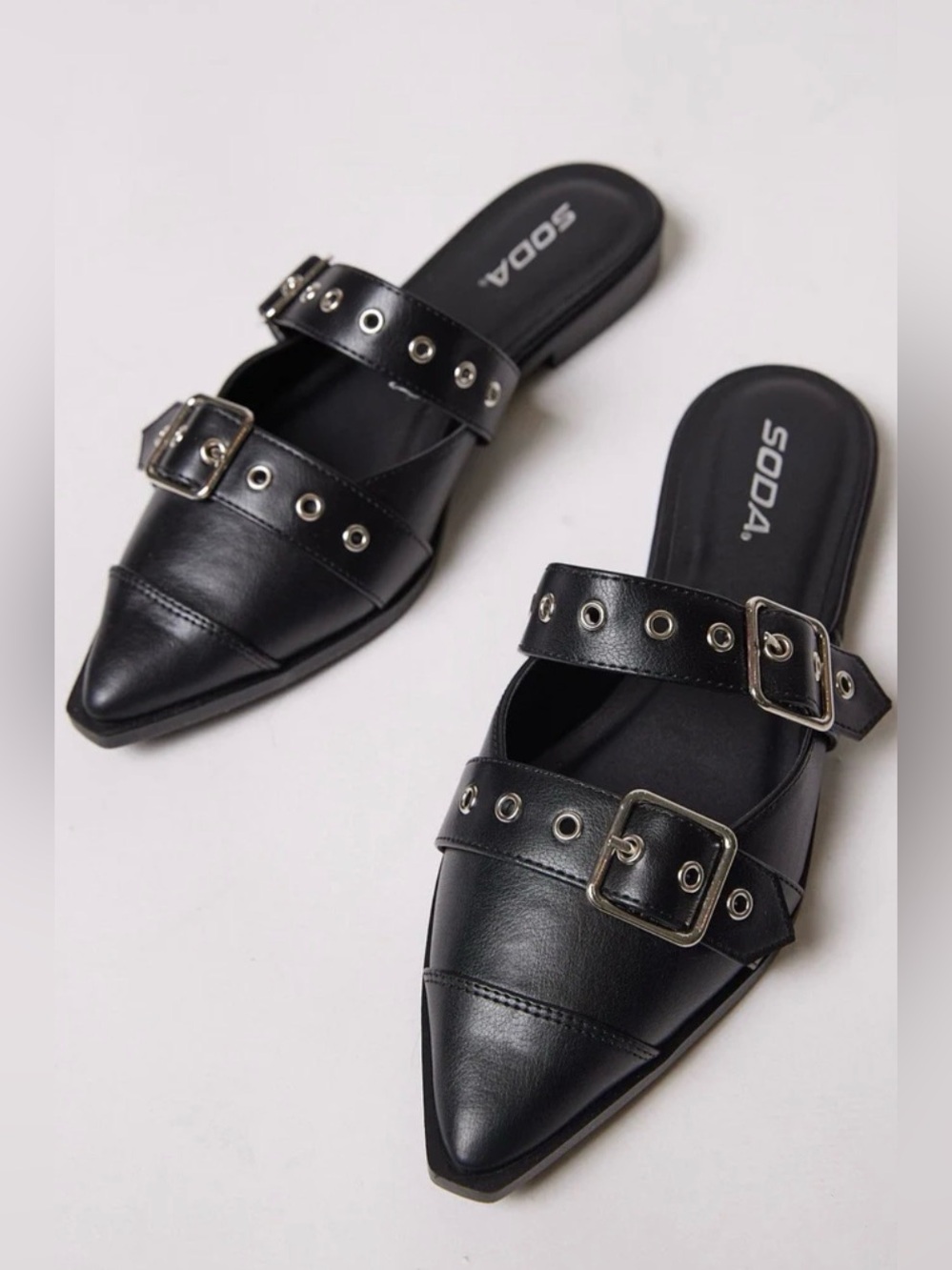 Soda Caitlyn Double Buckle Ballerina Flat